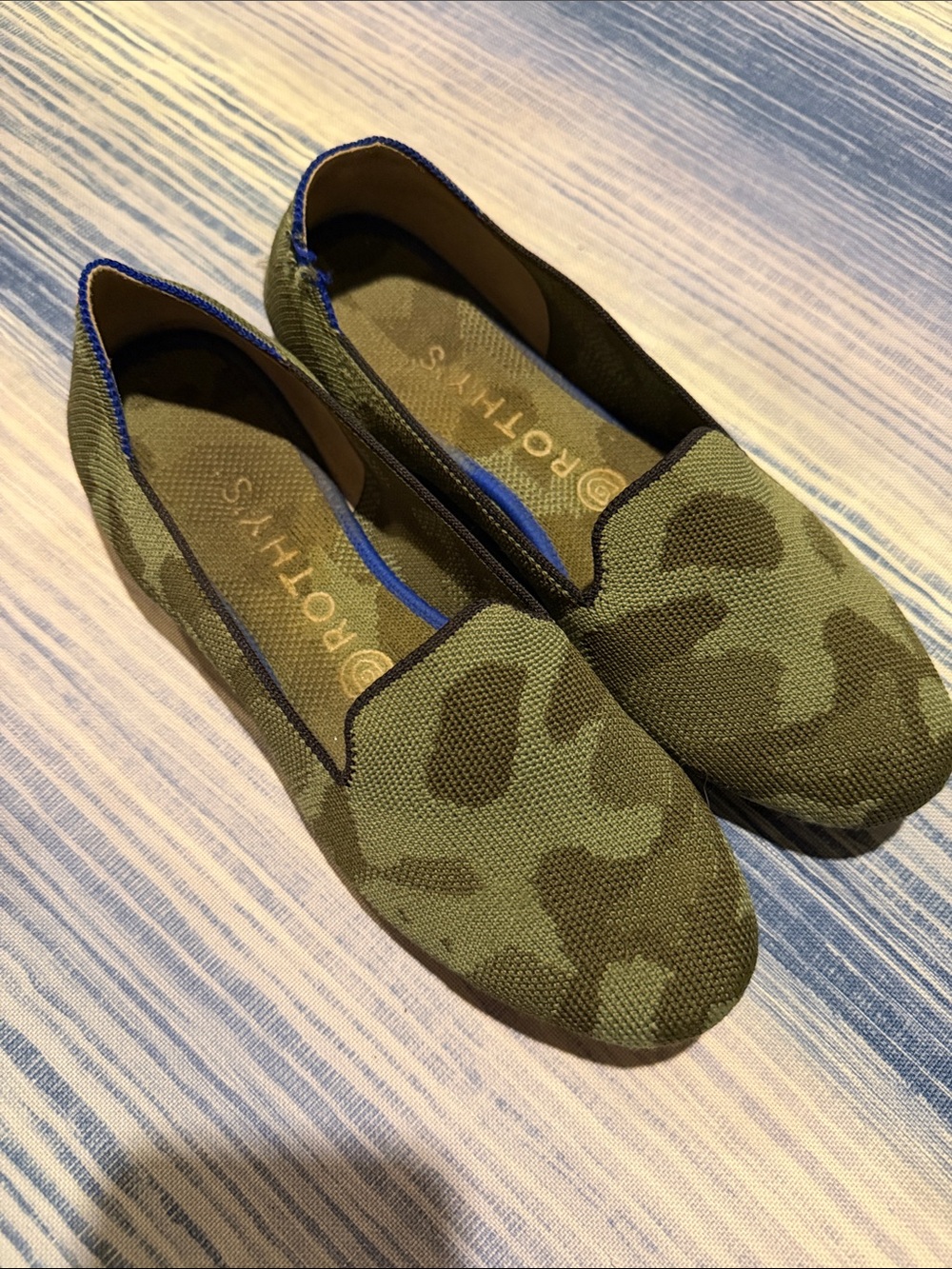 Rothy's Olive Green Camo Slip-On Flats
